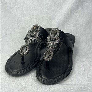 Montego Bay club, Elegant Black Embellished Women's Sandals Size 8_ Brand New